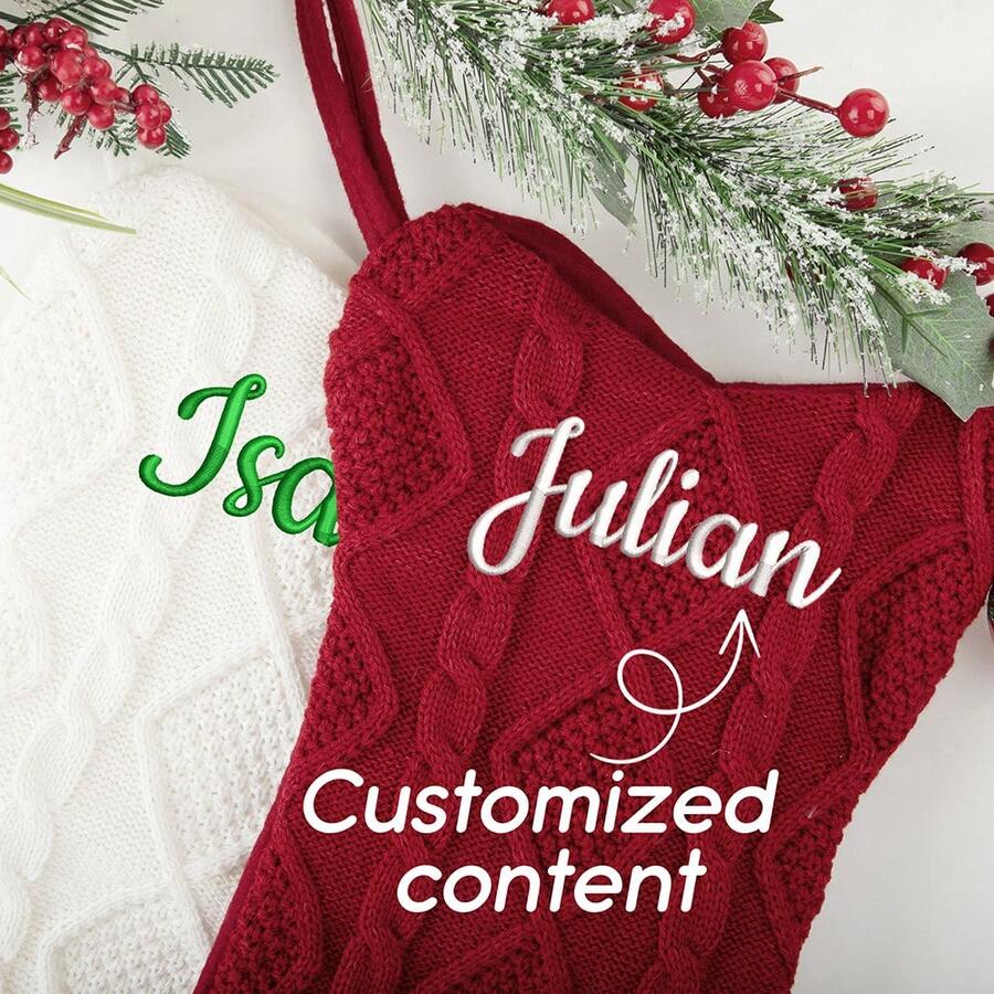 Personalized Dog Bone Christmas Stocking, Bone Shaped Dog Socks, Christmas Dog Socks, Embroidered Pet Socks, Christmas Decorations, Customized Christmas Dog Pet Socks, Christmas Stockings, Custom Pet Socks, Letter Dog Socks, Holiday Bone Socks, Personalized Dog Christmas Socks, Dog Socks With Name Tags, Custom Holiday Socks, Embroidered Dog Bone Socks, Great Gift For New Puppy, Personalized Dog Bone Christmas Socks, Pet Stockings, Dog Bone Holiday Socks, Christmas Socks For Dog Lover Gifts - Multicolor - View 1