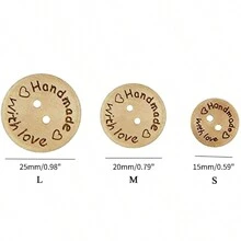 100 Pièces Boutons Naturels À 2 Trous Faits À La Main Avec Amour, Bouton En Bois Pour La Décoration, L'artisanat, La Couture De Vêtements Pour Bébés Et Pour Les Accessoires De Couture