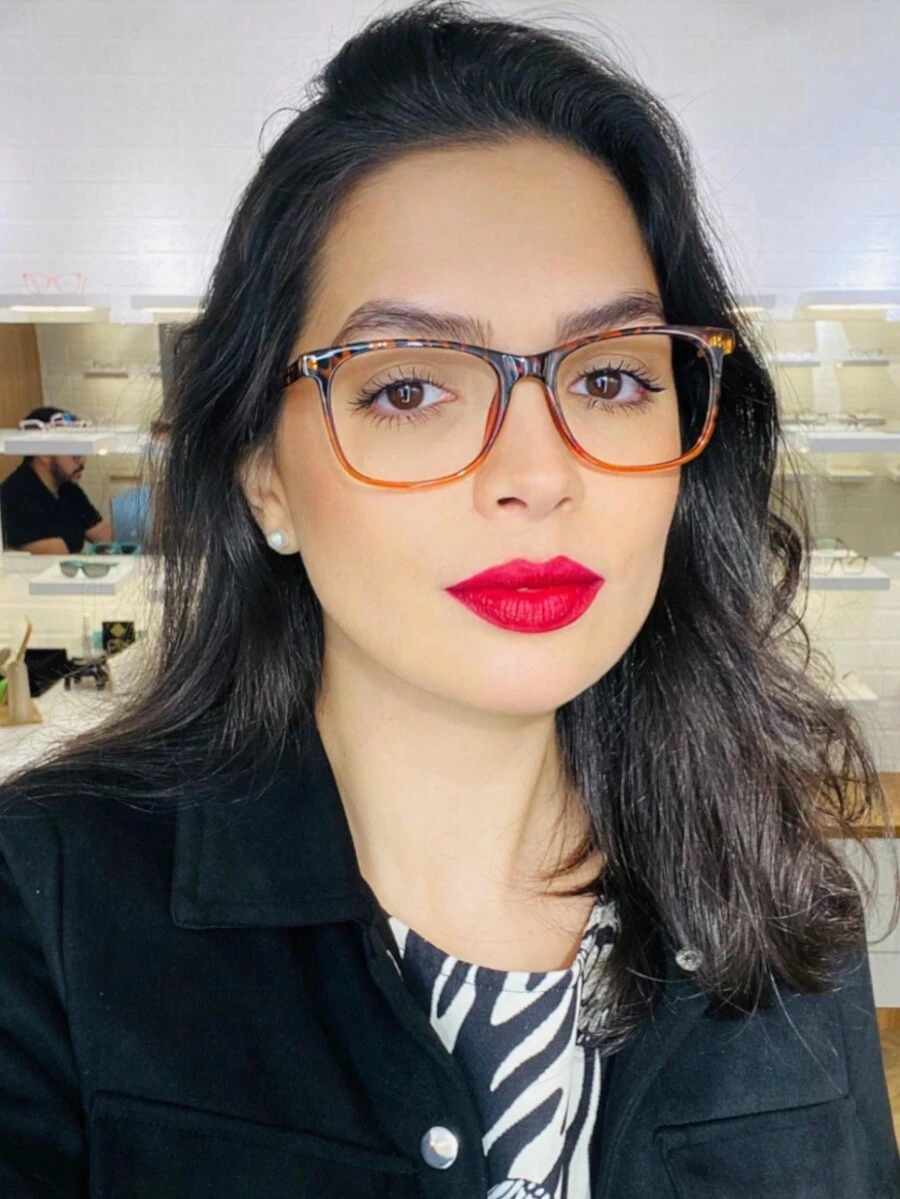 Women's Rectangular Glasses Frame Large Comfortable Eyeglasses Accessory For Prescription New Geek 2025 - 彩色 - 查看 1