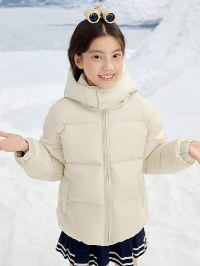 Balabala Tween Girl' 羽绒服 2024 冬季男孩和女孩连帽外套