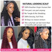 13x4 Loose Deep Lace Front Wig Human Hair Long Hair Transparent Frontal 180% Density Bleached Knots For Women Natural Black Pre-Plucked Hairline