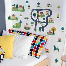 1PC Car City Road Wall Decals Wall Sticker Cartoon Truck Vehicle Wall Sticker Transport Wall Decals Peel And Stick Traffic Wall Decals City Car Wall Sticker For Living Room Bedroom Home Decoration - Nhiều màu - Xem 2