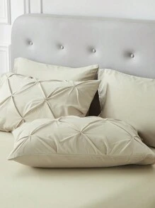 5Pcs/7-Pcs Queen Pinched Pleat Bed Comforter Sets Queen  - Luxurious, Soft, Breathable, Hypoallergenic, And Cooling Summer Bedding For All Seasons With Sheets, Pinched Pleat   Design, And Bed-In-A-Bag Convenience - Easy Care, Machine Washable, And Durable,  Ideal Gift - 卡其色 - 查看 10