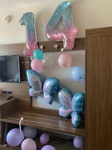 1Set, Butterfly Balloons Colorful Gradient Pink Butterfly Foil Mylar Balloon For Fairy Pink Butterfly Birthday Decorations Party Supplies Star Sky Gradient 40inch Digital Aluminum Film Balloon.Photo Prop, Party Scene Decor Arrangement,Baby Shower