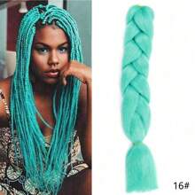 渐变色编织发 24 英寸 1 件/包 高温合成钩针编织彩虹发 灰黑色 女士用