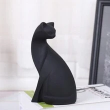 1 Pieza Estatua de gato negro y rosa, escultura geométrica de gato, figura de arte de animal, decoración del hogar, estatua de gato moderno, figura de animal de resina, escultura para el hogar, oficina, regalo - Multicolor - Ver 13