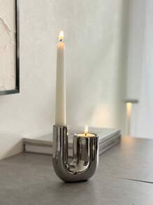 Luxury Silver Ceramic Candle Holder Decor, Ins Style Candlelight Dinner Props Candle Stand Home Tabletop Decoration