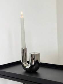 Luxury Silver Ceramic Candle Holder Decor, Ins Style Candlelight Dinner Props Candle Stand Home Tabletop Decoration