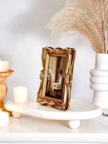 1 件欧式复洛克浮雕装饰相框，树脂材质复古金色家居装饰桌面相框，水平和垂直使用，适用于卧室、书房、办公室 - 彩色 - 查看 7