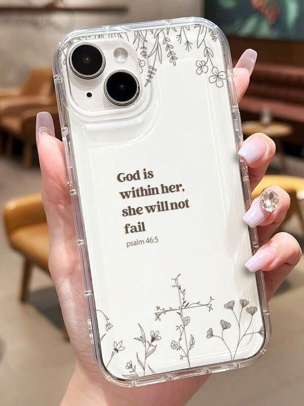 1PC Minimalist Solid Color Stripe Leaf Slogan Pattern Soft Mobile Phone Case Cover Compatible With Iphone 11/12/13/14/15 Pro Max