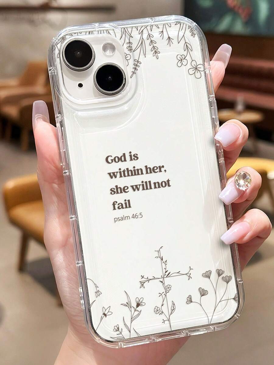 1 pieza Funda de teléfono móvil de unicolor minimalista con diseño de rayas, hojas y eslogan, compatible con iPhone 11/12/13/14/15 Pro Max, resistente al agua, a los golpes y a los arañazos, versión internacional, no la versión nacional - Multicolor - Ver 1