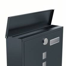 SONGMICS Cassetta Postale, Cassetta Posta, Serratura con Cilindro in Rame e Copertura Girevole, Finestre, Targhetta, Portagiornali, Facile da Montare, 10 x 30,8 x 33,8 cm, Grigio Antracite - Grau - Übersicht 3