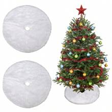 Mini Christmas Fabric Tree Skirts White Fluffy Tree Skirt Snowflakes Tree Skirts For Christmas And Holiday Party Decorations - Multicolor - View 2