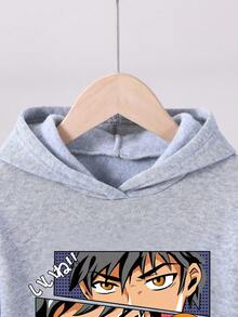 2 件男童秋冬保暖连帽运动衫套装，可爱印花羊毛休闲套装，适合户外运动、圣诞派对、日常穿着 - 灰色 - 查看 3