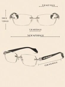 1 Pair Men's Metal Frameless Edged Fashion Eyeglasses, Suitable For Daily Wear
