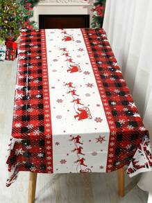 1 件圣诞桌布，51*86 英寸塑料一次性圣诞装饰长方形桌布，红色花朵圣诞老人和雪人图案桌布，适用于圣诞节派对餐厅餐桌装饰，圣诞装饰 2024 适用于家居装饰礼物 2025 年新年 - 彩色 - 查看 7