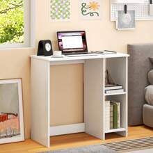 31.5'' Small Computer Desk Home Office Study Writing Desk With 2 Compartments - White - View 3