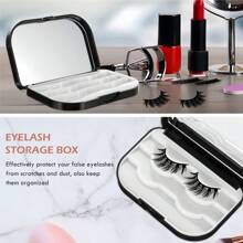 1pc False Eyelashes Storage Box, 3 Layer False Eyelash Travel Case Fake Eye Lash Organizer With Mirror Can Store-Dustproof-Dirtproof - Multicolor - View 3