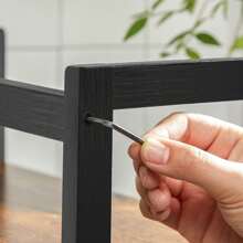 SONGMICS Portaspezie OFS046B01, scaffale portaoggetti a 2 ripiani, organizer da scrivania, struttura in bambù, per cucina, sala da pranzo, ufficio, rustico, marrone e nero