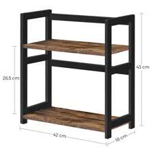 SONGMICS Portaspezie OFS046B01, scaffale portaoggetti a 2 ripiani, organizer da scrivania, struttura in bambù, per cucina, sala da pranzo, ufficio, rustico, marrone e nero