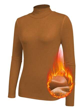 New Slimming & Warm Overlay Turtleneck Undershirt For Women, Plus Size, For Autumn/Winter