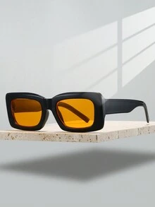 1 件女式新款全框矩形复古眼镜时尚小框流行男士黑色眼镜简约高级感眼镜适合日常和节日装饰 - 彩色 - 查看 5