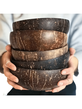 椰子碗 天然椰壳碗 酸奶碗、冰淇淋碗 木碗，手工制作，木制餐具碗，适用于酸奶、沙拉、米饭和甜点 - 手工制作的厨房必需品