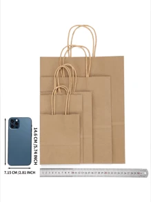 10pcs Multicolor Gift Bags With Handles, Kraft Paper Party Bags Suitable For Christmas Parties, Weddings, Birthdays, Celebrations, Parties, DIY, 5 Sizes - White - View 6