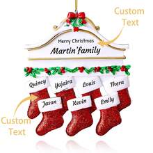 Personalized Christmas Ornaments Family Of 5 - Personalized Family Christmas Ornaments With Names, Polyresin Christmas Stocking Ornaments, Unique Custom Christmas Ornaments 2024