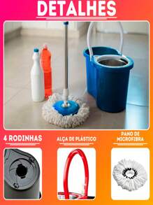 Cleaning Mop 360 Rotating Mop 8L Bucket Spin Basket And Adjustable Cable Up To 1.14m - Powermaid 拖把 8L - 查看 2