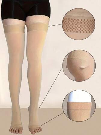 1双男女通用压缩袜，及膝无趾，渐进式支撑，硅胶防滑，适合跑步、运动、瑜伽、旅行，舒适保暖