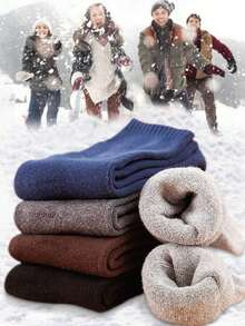 3 Pairs Men's Winter Hiking Socks, Soft & Comfortable, Suitable For Cold Weather, Random Assortment