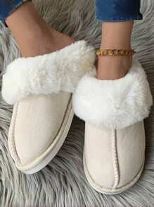 Suede Fur Slippers, Home Indoor Thick Bottom Warm Slippers, Large Size Men And Women With The Same Paragraph Slippers