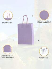 24 chiếc Túi giấy Kraft cỡ trung 16x22x8cm màu tím nhạt, Túi quà tặng tái sử dụng cho sinh nhật, tiệc, đám cưới, quà tặng cho bạn bè - Màu tím hoa cà - Xem 2