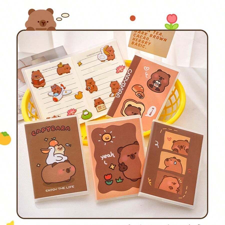 4pcs Kapibara-San PVC Cover Notebook, Mini A7 Pocket Notebook, Cute ...