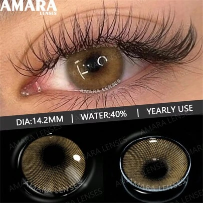AMARA 1 Pair Natural Light Color Contact Lenses, Brown/Gray Lens, Annual Disposable, Suitable For Halloween Costume