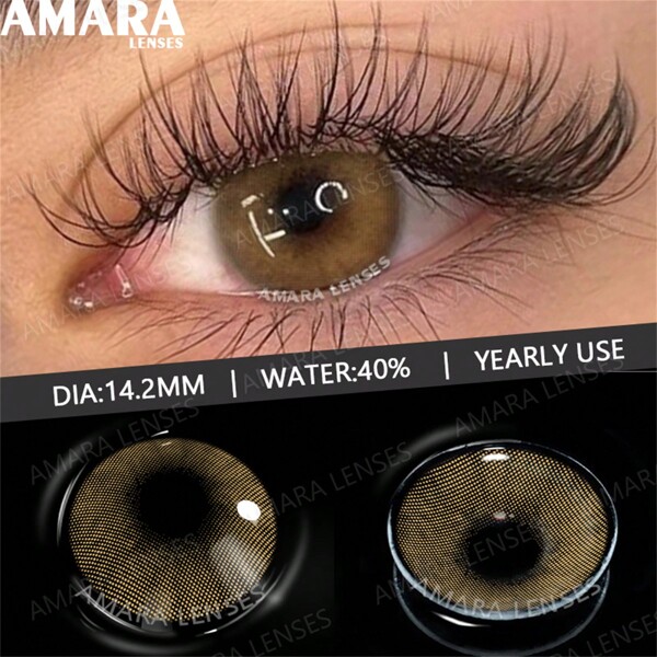 AMARA 1 Par de Lentes de Contato Coloridas de Cor Natural Clara, Lentes Marrom/Cinza Uso Anual Fantasia de Halloween Cosplay