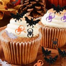 10/30/50 件万圣节派对礼物蜘蛛环塑料蜘蛛蝙蝠环适用于散装服装配饰、万圣节派对装饰、纸杯蛋糕装饰、家居装饰。 - 彩色 - 查看 3