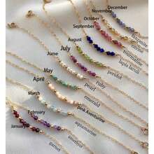 1 件生日石手链。串珠宝石手链。水晶手链。送给她一份生日礼物。十二生肖礼物。生日石礼物。 - 彩色 - 查看 3