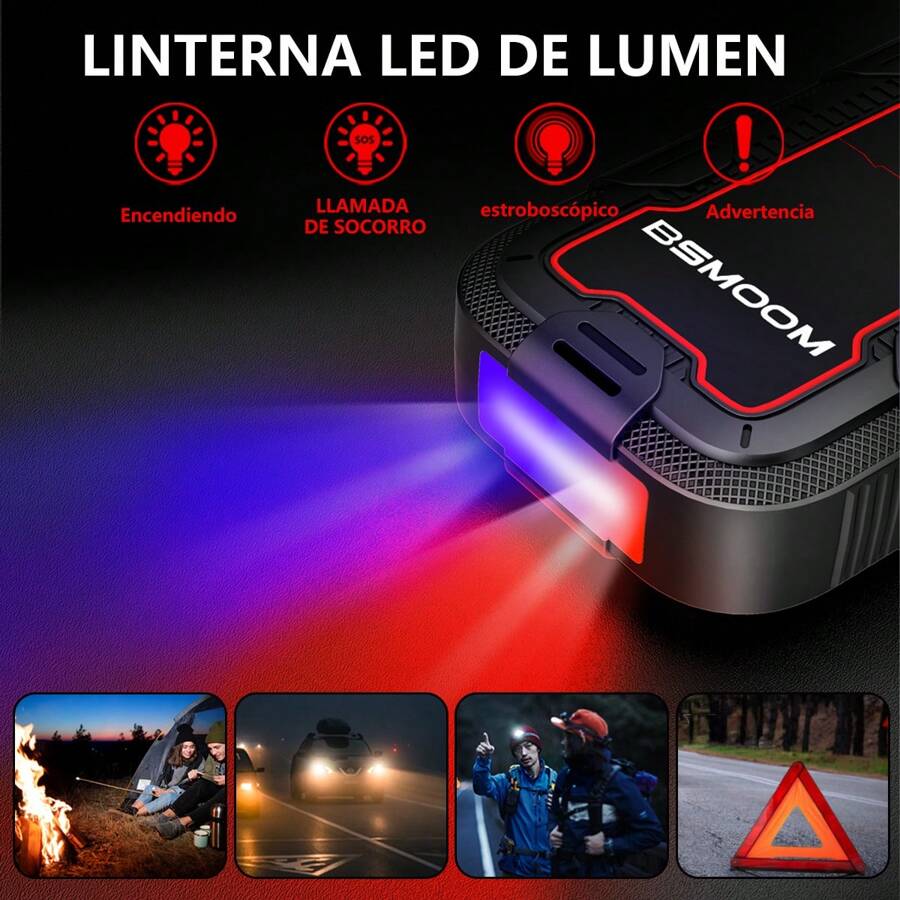 Car Jump Starter With Air Compressor Portable Booster Jumper Power Bank Battery Charger - Black - View 1