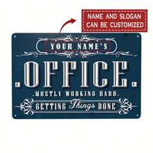 定制雕刻金属办公室铭牌 - 个性化名称或文字墙面装饰，8x12 英寸 - 适用于家庭和办公室礼物生日毕业的牌匾 - 彩色 - 查看 8