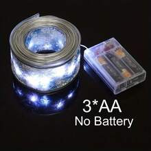 1 件 3/5/10M 圣诞 LED 丝带装饰灯、圣诞树装饰道具灯、圣诞丝缎丝带装饰灯串，电池供电（不含电池） - 多種顏色 - 查看 11