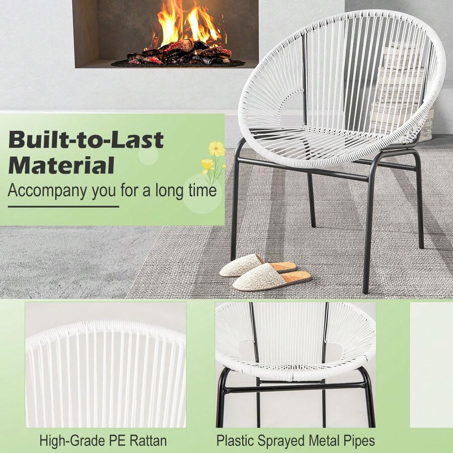 3 Piece Modern Outdoor Patio Seating Set With Ergonomic Backrest Chairs