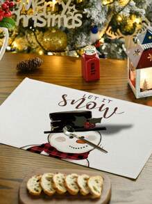 1pc/4pcs/6pcs Merry Christmas Winter Holiday Placemats, Reindeer Santa Snowman Linen Tablemats, Easy To Clean Dining Mats, Suitable For Home, Restaurant, Table Decorations, Home Decor - Multicolor - View 3