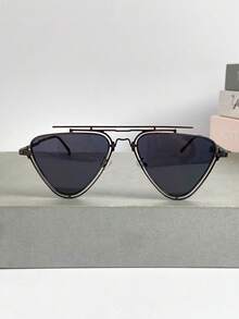 全新现代复古三角框时尚眼镜，男女通用日常休闲潮流户外节日派对配饰 - 彩色 - 查看 2