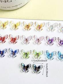 30 miếng nhựa trang trí móng tay 3D hình bướm nhỏ trong mờ hỗn hợp ombre, hiệu ứng lấp lánh - Nhiều màu - Xem 5