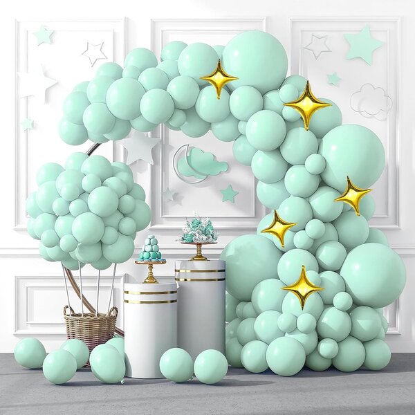 134 piezas Set de globos de látex de unicolor azul y negro, globos de aluminio con estrellas doradas y plateadas, adecuado para decoración de fiesta de cumpleaños, revelación de sexo, boda