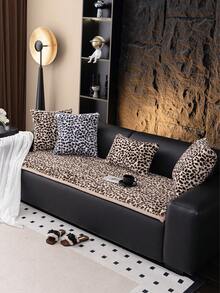 1 szt. pogrubiona pluszowa poduszka na sofę z nadrukiem w panterkę, bawełniany koc w stylu boho, wykonany z jednoczęściowej, krótkiej pluszowej tkaniny, nadający się do prania w pralce, przyjazny dla zwierząt, antypoślizgowy pokrowiec ochronny, odpowiedni do sof jedno- i czteroosobowych, prezent świąteczny