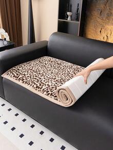 1 szt. pogrubiona pluszowa poduszka na sofę z nadrukiem w panterkę, bawełniany koc w stylu boho, wykonany z jednoczęściowej, krótkiej pluszowej tkaniny, nadający się do prania w pralce, przyjazny dla zwierząt, antypoślizgowy pokrowiec ochronny, odpowiedni do sof jedno- i czteroosobowych, prezent świąteczny