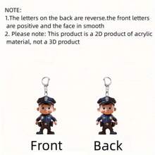 4pcs/1pc Police Badge Key Chain, New Acrylic 2D Flat Key Ring, Car Hanging Decor, Christmas Tree, Home Party Xmas Gift Accessories Car Accessories Bag Charm School Letter
